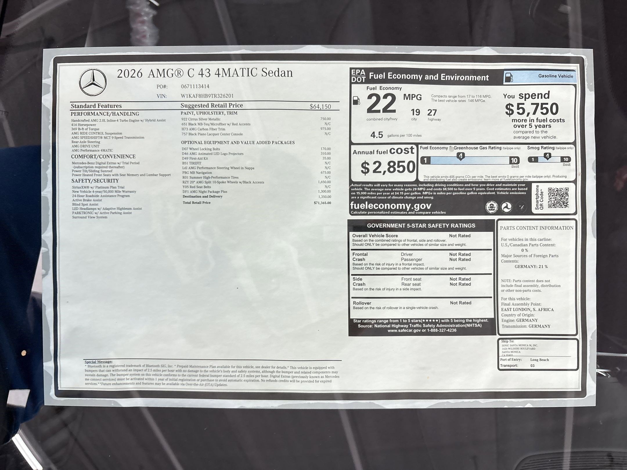 New 2026 Mercedes-Benz C 43 AMG 4MATIC Sedan image 31
