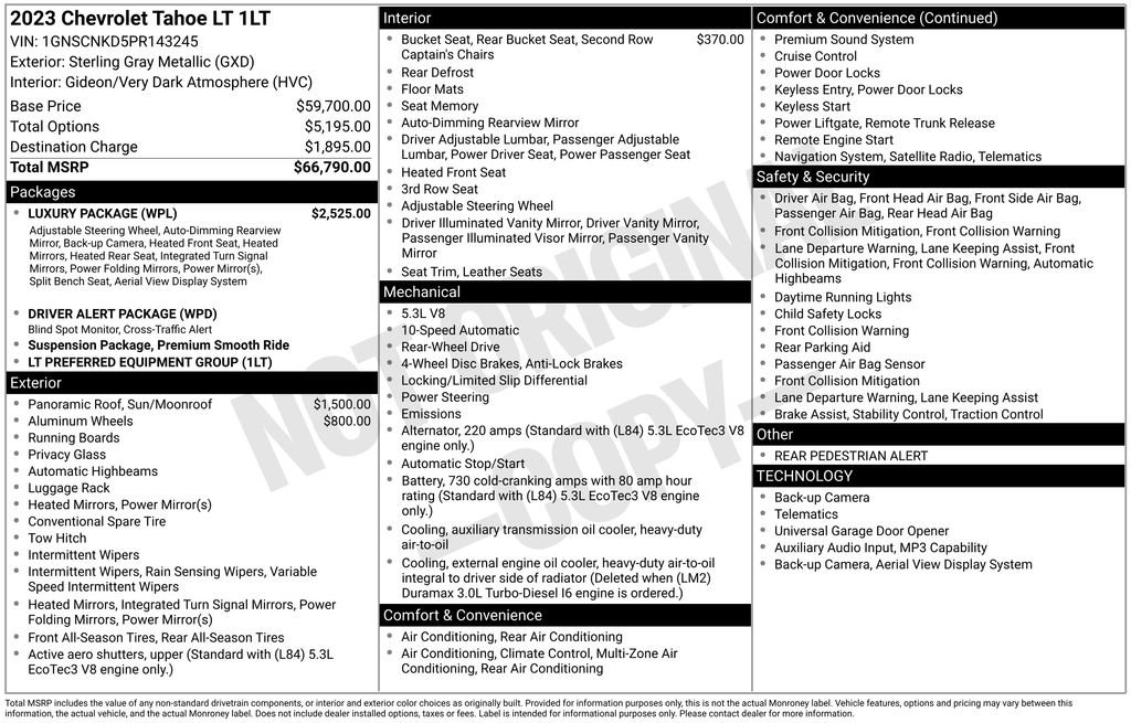 Used 2023 Chevrolet Tahoe LT w/ Luxury Package RWD image 53