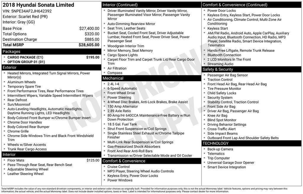 Used 2018 Hyundai Sonata Limited w/ Cargo Package image 3