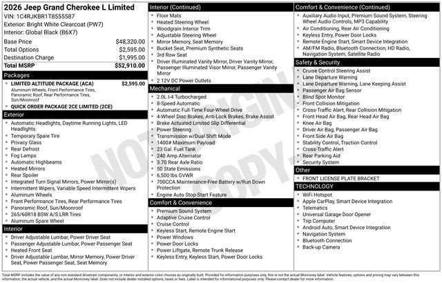 New 2026 Jeep Grand Cherokee L Limited w/ Limited Altitude Package AWD/4WD image 32