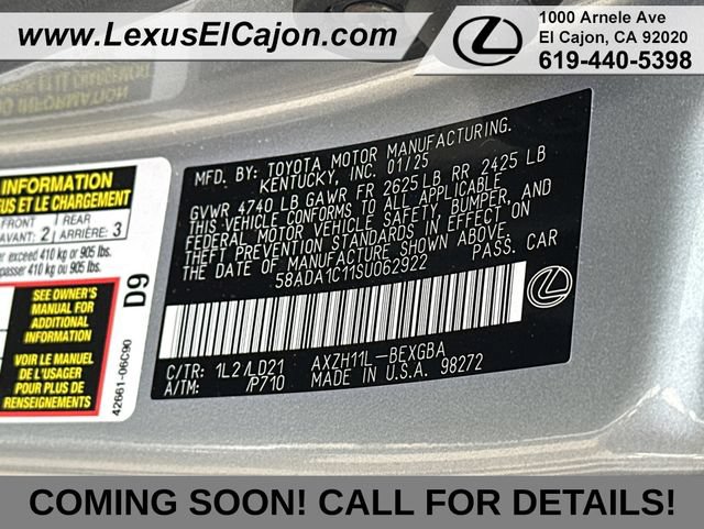Certified 2025 Lexus ES 300h F Sport w/ Accessory Package (Z1) FWD image 36