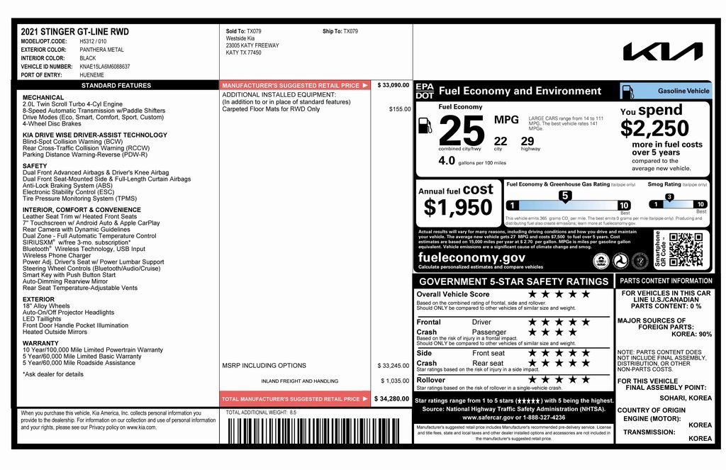 Used 2021 Kia Stinger GT-Line image 4