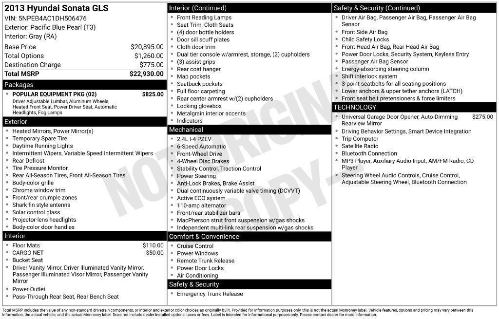 Used 2013 Hyundai Sonata GLS w/ Popular Equipment Pkg FWD image 6