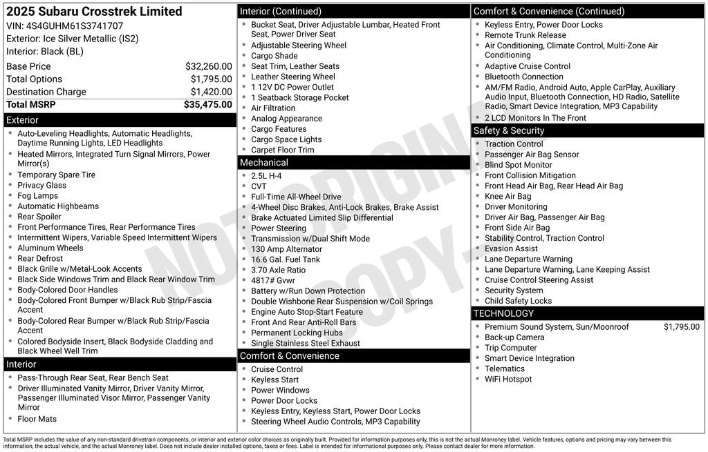 Certified 2025 Subaru Crosstrek 2.5i Limited AWD/4WD image 34