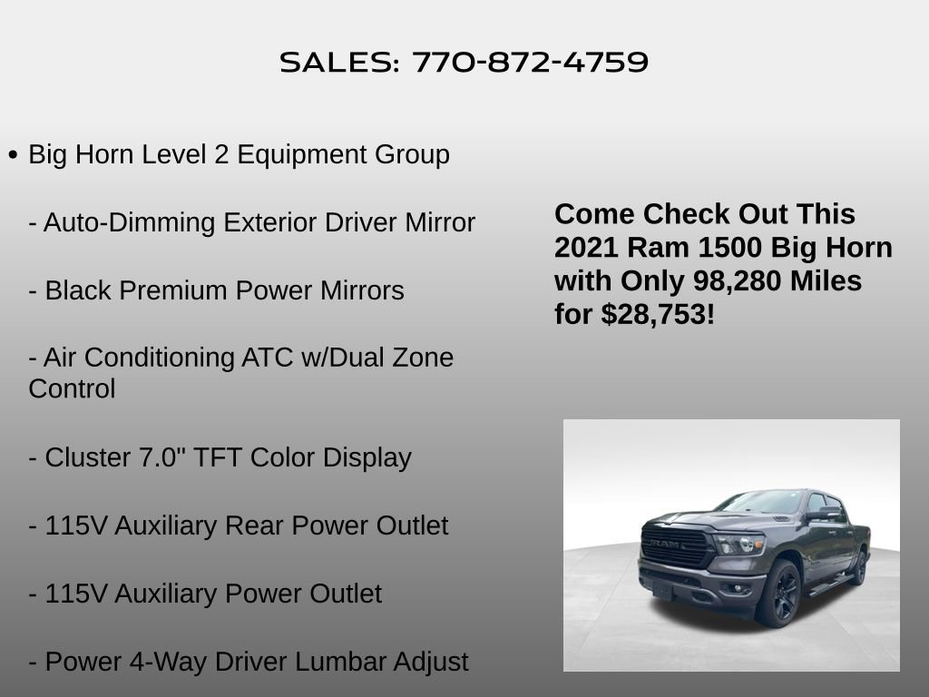 Used 2021 RAM 1500 Big Horn RWD image 10