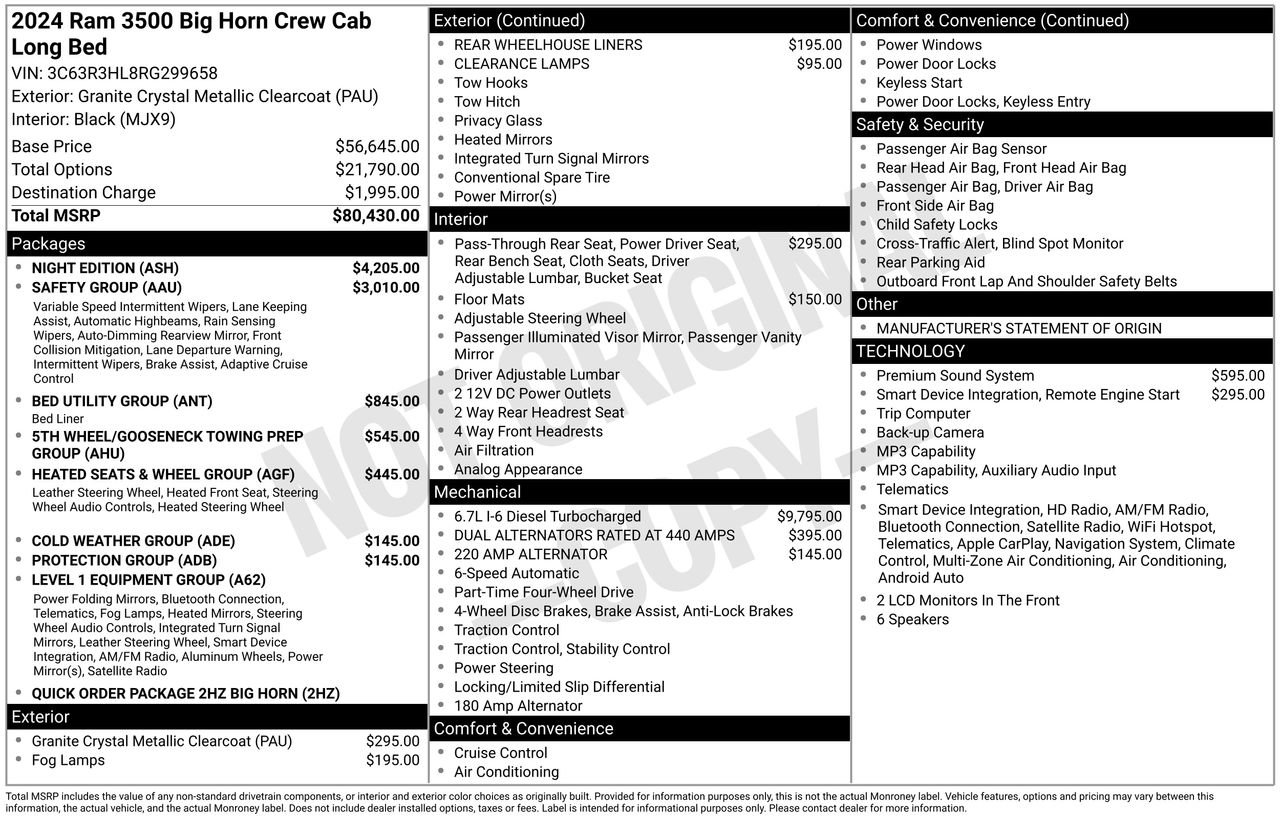 Used 2024 RAM 3500 Big Horn w/ Night Edition AWD/4WD image 47