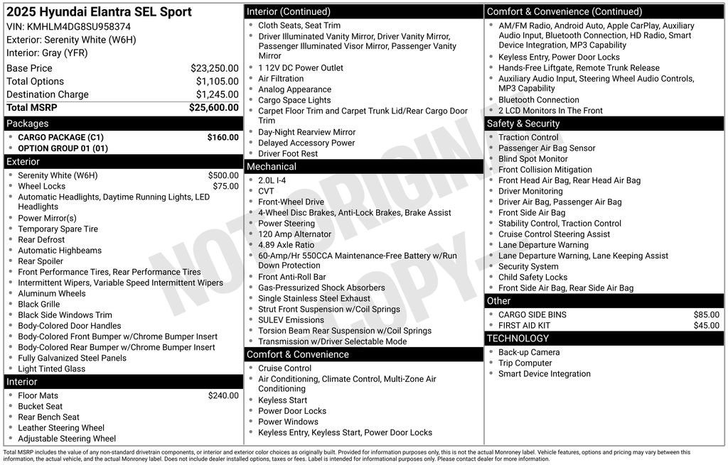 New 2025 Hyundai Elantra Sport w/ Cargo Package image 5