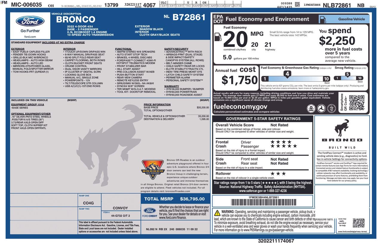 Used 2022 Ford Bronco 4-Door AWD/4WD image 33