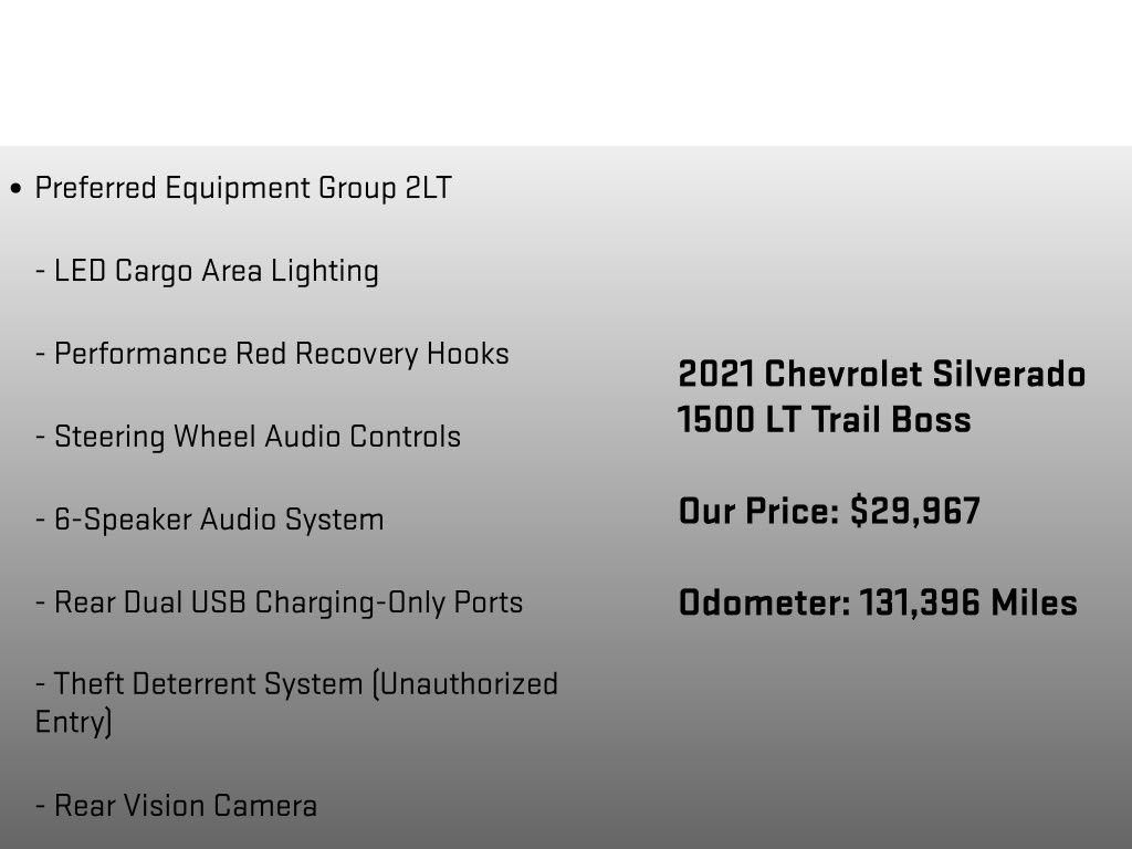 Used 2021 Chevrolet Silverado 1500 LT Trail Boss w/ Convenience Package II AWD/4WD image 30