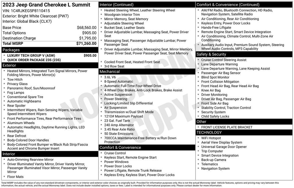Certified 2023 Jeep Grand Cherokee L Summit w/ Luxury Tech Group V image 45