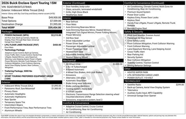 New 2026 Buick Enclave Sport Touring w/ Power Package AWD/4WD image 3