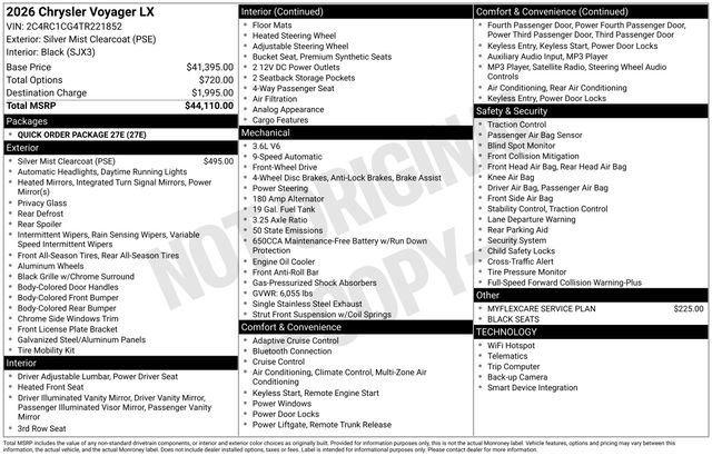 New 2026 Chrysler Voyager LX FWD image 37