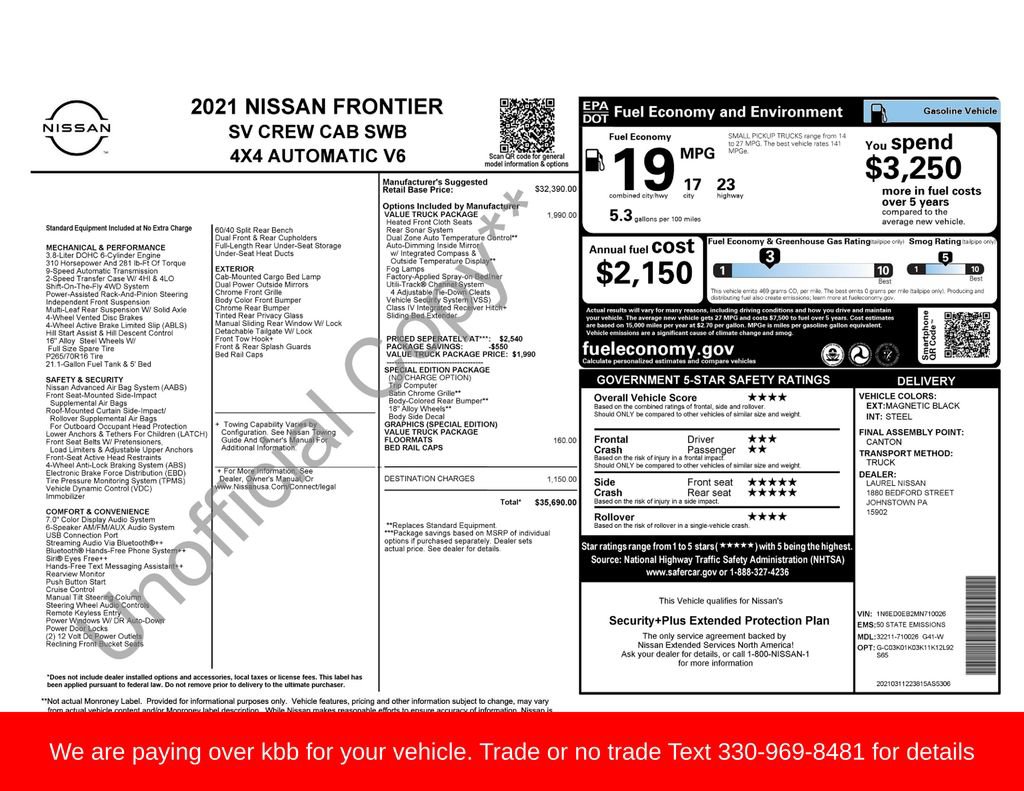 Used 2021 Nissan Frontier SV AWD/4WD image 32