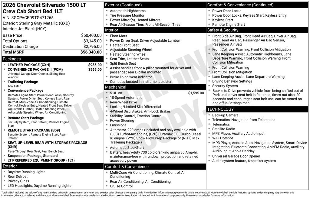 New 2026 Chevrolet Silverado 1500 LT w/ Leather Package RWD image 8