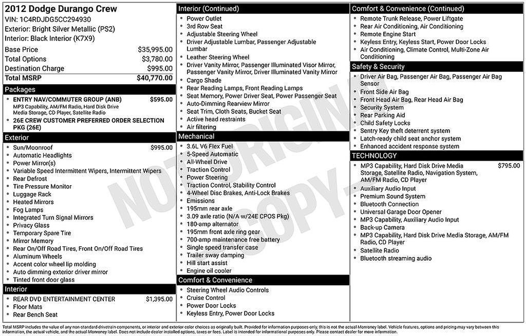 Used 2012 Dodge Durango Crew w/ Entry Nav/Commuter Group AWD/4WD image 34