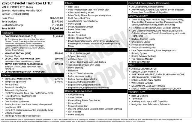 New 2026 Chevrolet TrailBlazer LT w/ Convenience Package AWD/4WD image 26