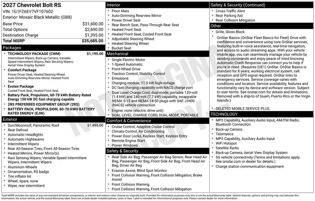 New 2027 Chevrolet Bolt RS FWD image 41