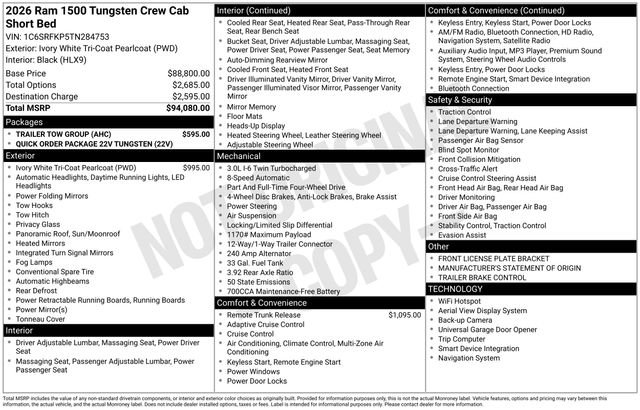 New 2026 RAM 1500 Tungsten w/ Trailer Tow Group AWD/4WD image 20