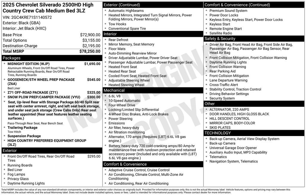 Used 2025 Chevrolet Silverado 2500 High Country w/ Midnight Edition AWD/4WD image 2