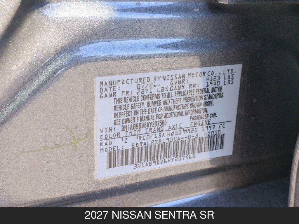 New 2027 Nissan Sentra SR w/ Floor Mat Package FWD image 24