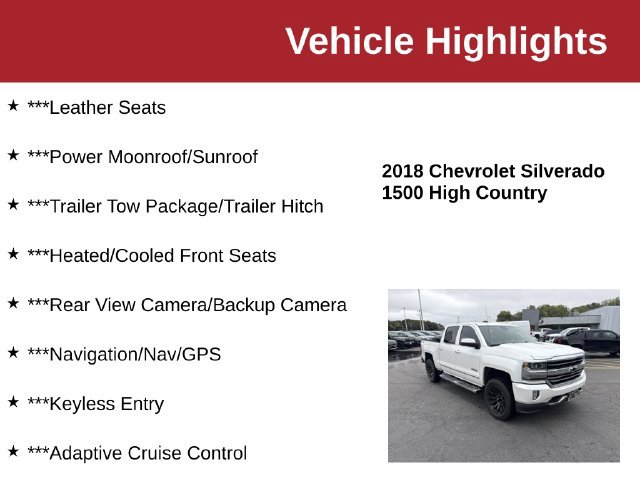 Used 2018 Chevrolet Silverado 1500 High Country AWD/4WD image 10