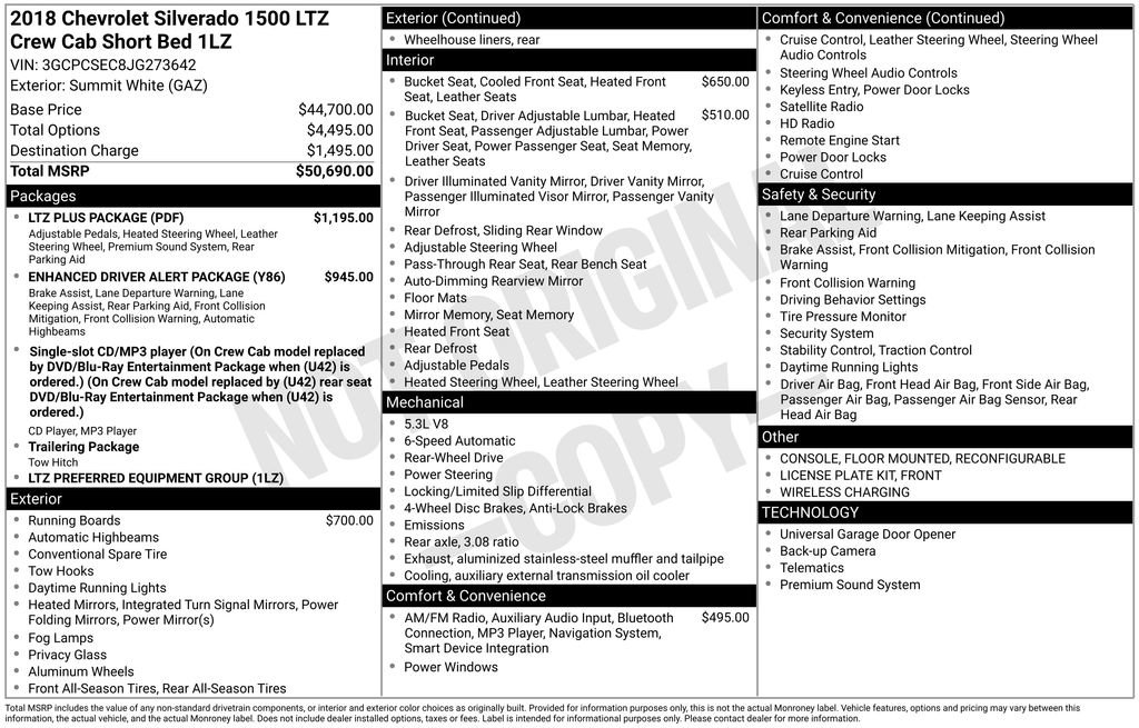 Used 2018 Chevrolet Silverado 1500 LTZ w/ LTZ Plus Package image 43