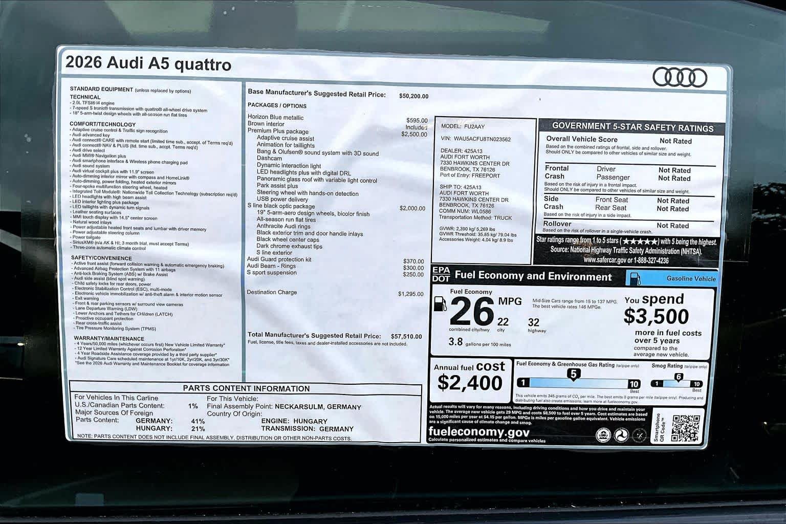 New 2026 Audi A5 2.0T Premium Plus AWD/4WD image 16