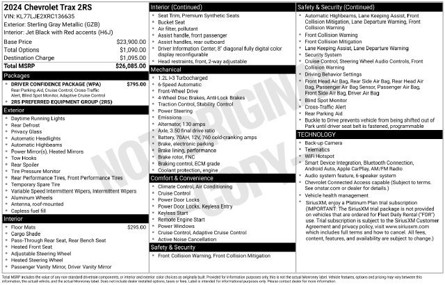 Certified 2024 Chevrolet Trax RS w/ Driver Confidence Package FWD image 33