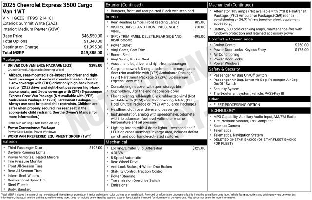 Certified 2025 Chevrolet Express 3500 Extended w/ Driver Convenience Package RWD image 6
