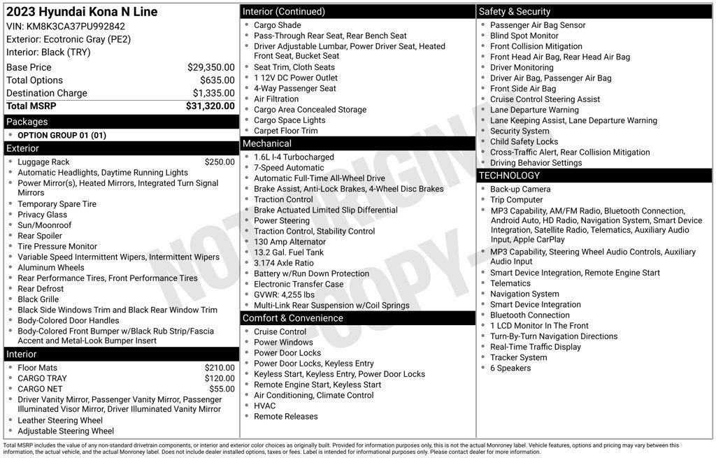 Certified 2023 Hyundai Kona N Line AWD/4WD image 18