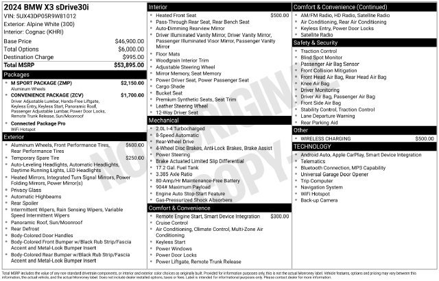 Used 2024 BMW X3 sDrive30i w/ M Sport Package RWD image 11