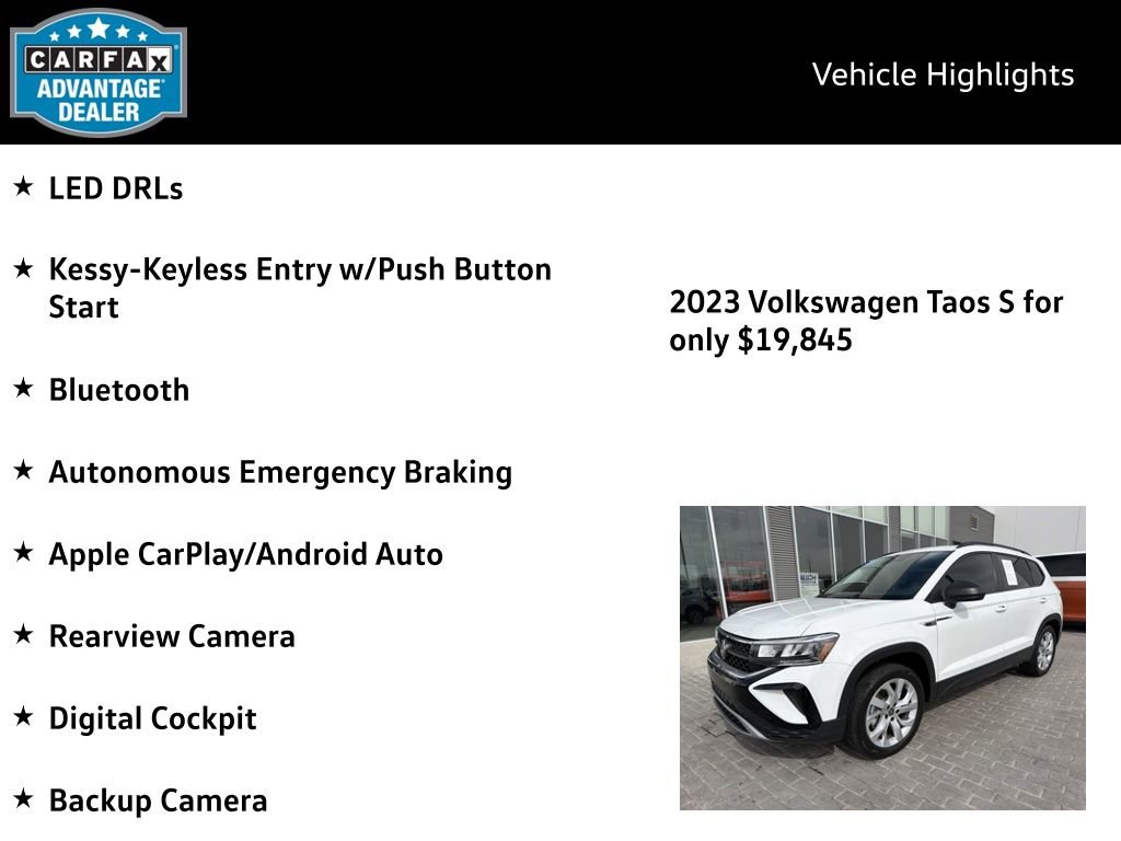 Certified 2023 Volkswagen Taos S w/ Driver Assistance Package image 4