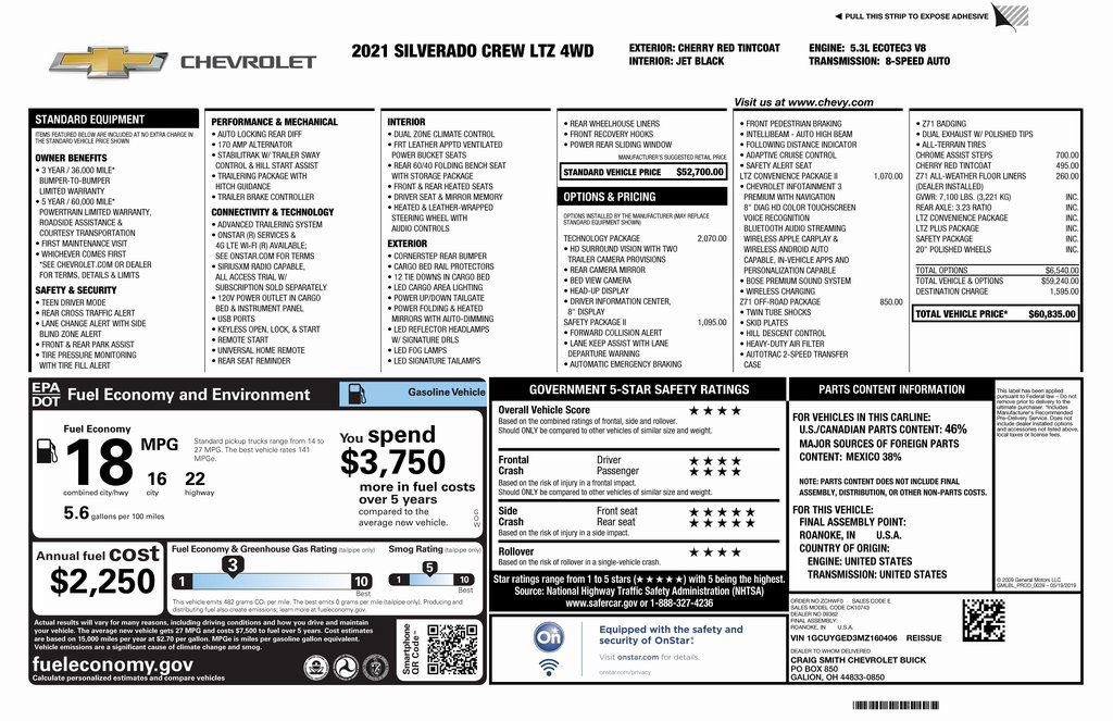 Certified 2021 Chevrolet Silverado 1500 LTZ w/ Technology Package image 4