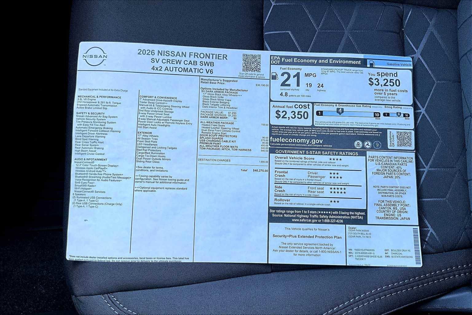 New 2026 Nissan Frontier SV image 21