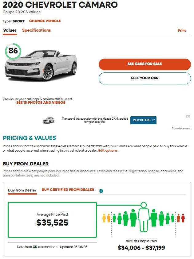 Used 2020 Chevrolet Camaro SS image 14
