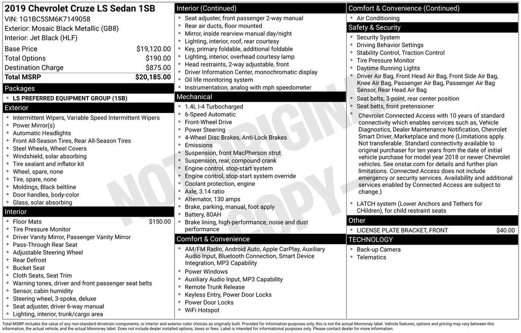 Used 2019 Chevrolet Cruze LS image 31