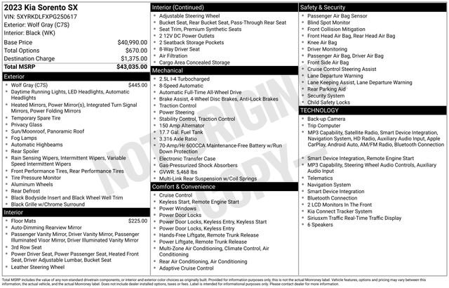 Certified 2023 Kia Sorento SX AWD/4WD image 39
