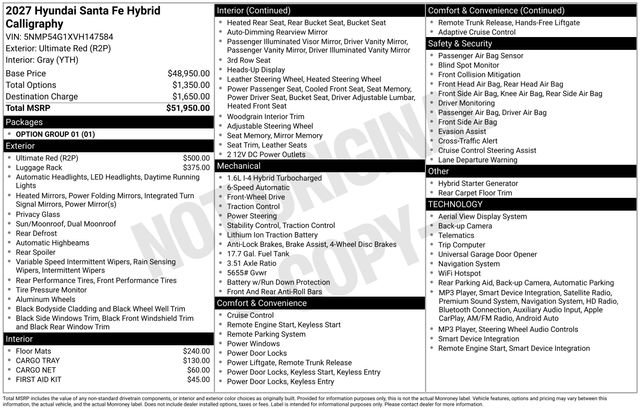 New 2027 Hyundai Santa Fe Calligraphy FWD image 4