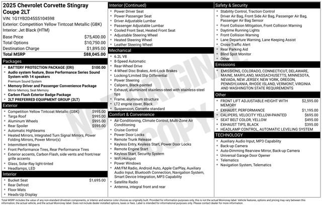 Used 2025 Chevrolet Corvette Stingray Preferred Cpe w/ Battery Protection Package image 37
