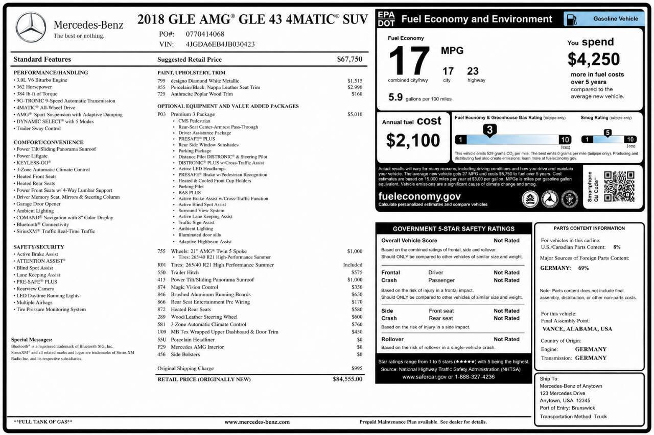 Used 2018 Mercedes-Benz GLE 43 AMG 4MATIC image 14