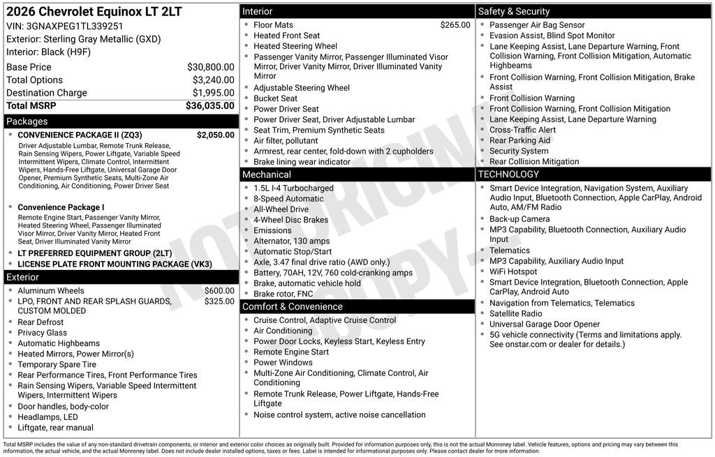Used 2026 Chevrolet Equinox LT w/ Convenience Package II AWD/4WD image 7