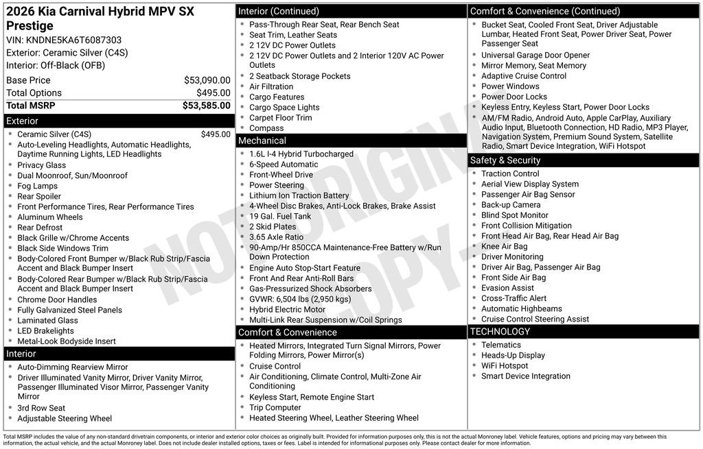 New 2026 Kia Carnival SX Prestige image 2