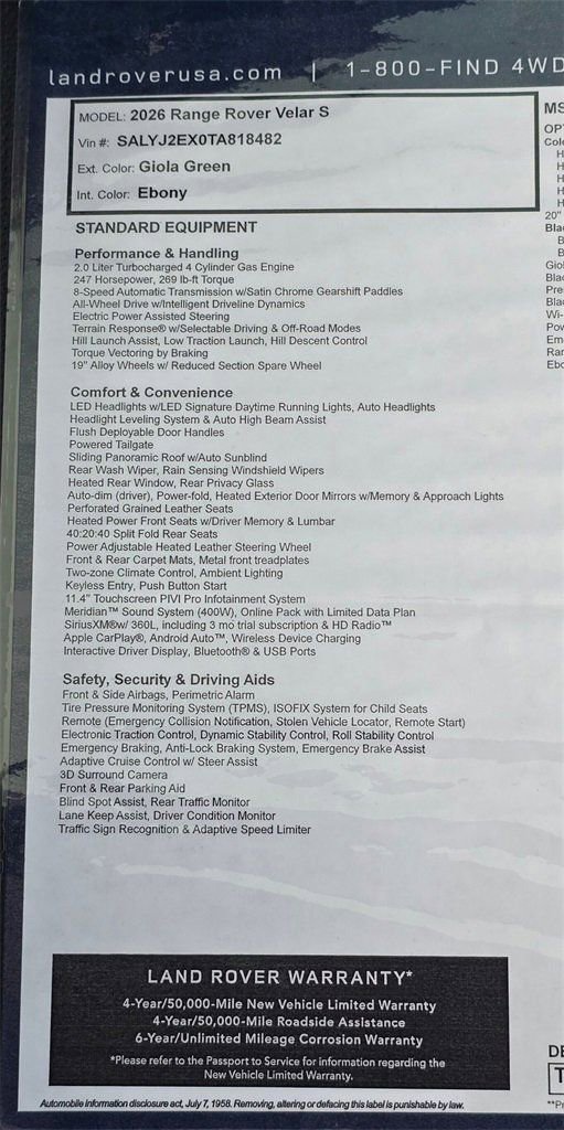 New 2026 Land Rover Range Rover Velar S image 34