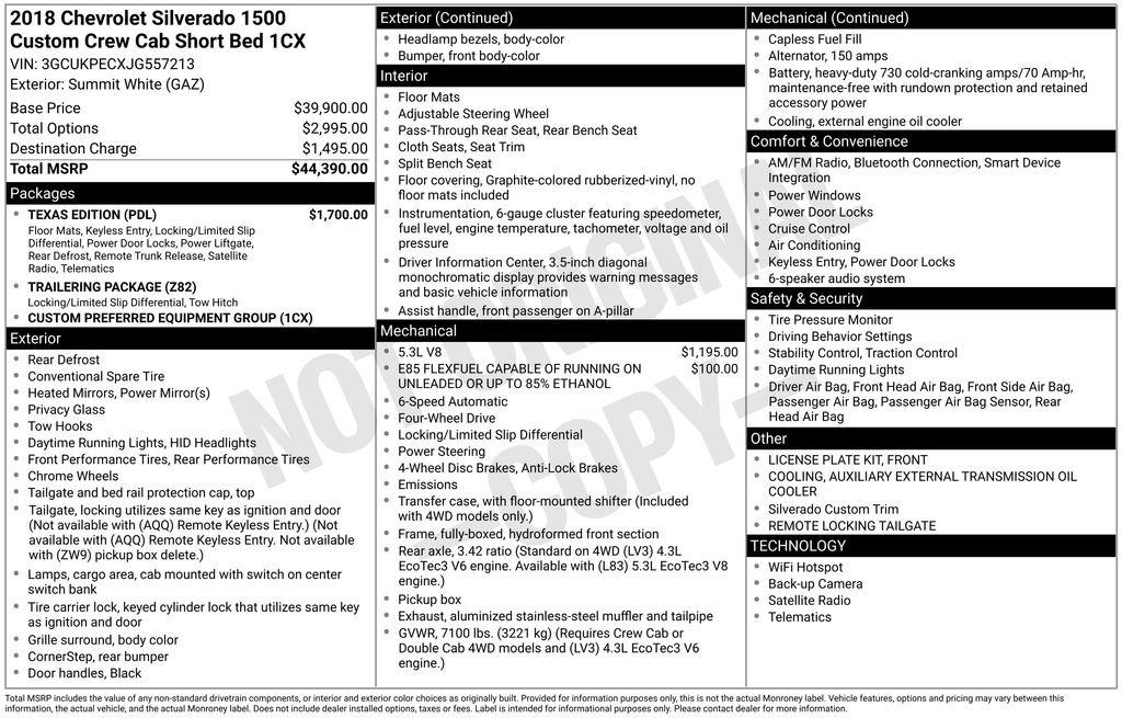 Used 2018 Chevrolet Silverado 1500 Custom w/ Texas Edition AWD/4WD image 4