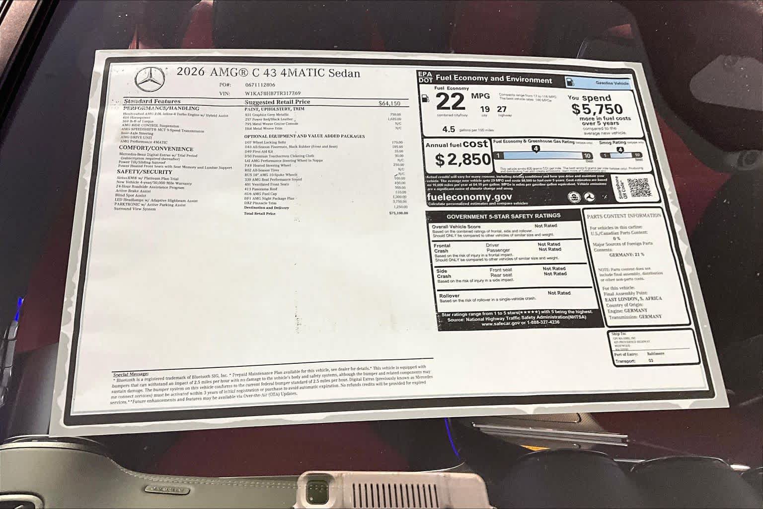 New 2026 Mercedes-Benz C 43 AMG 4MATIC Sedan image 18