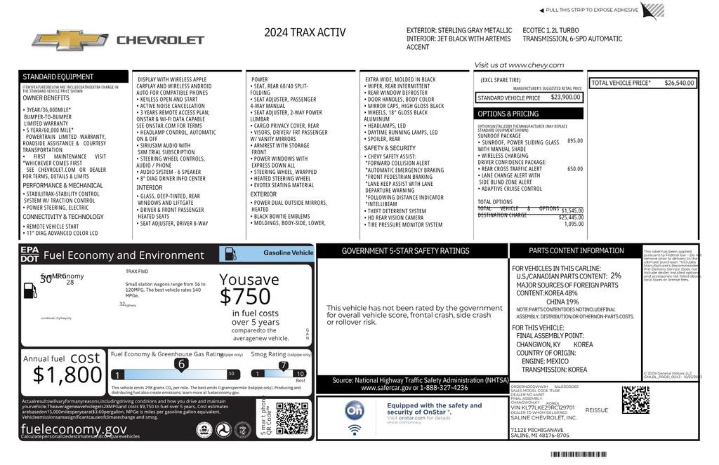 Used 2024 Chevrolet Trax ACTIV w/ Sunroof Package FWD image 14