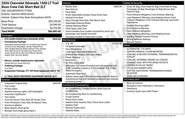New 2026 Chevrolet Silverado 1500 LT Trail Boss w/ LPO, Dark Essentials Package image 5