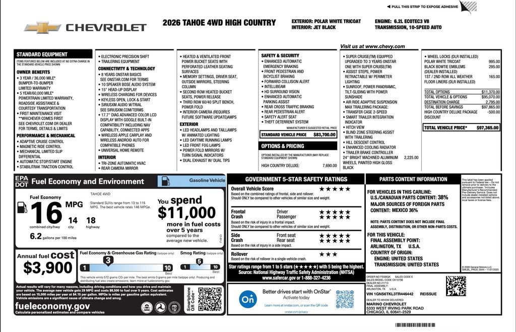 New 2026 Chevrolet Tahoe High Country AWD/4WD image 2