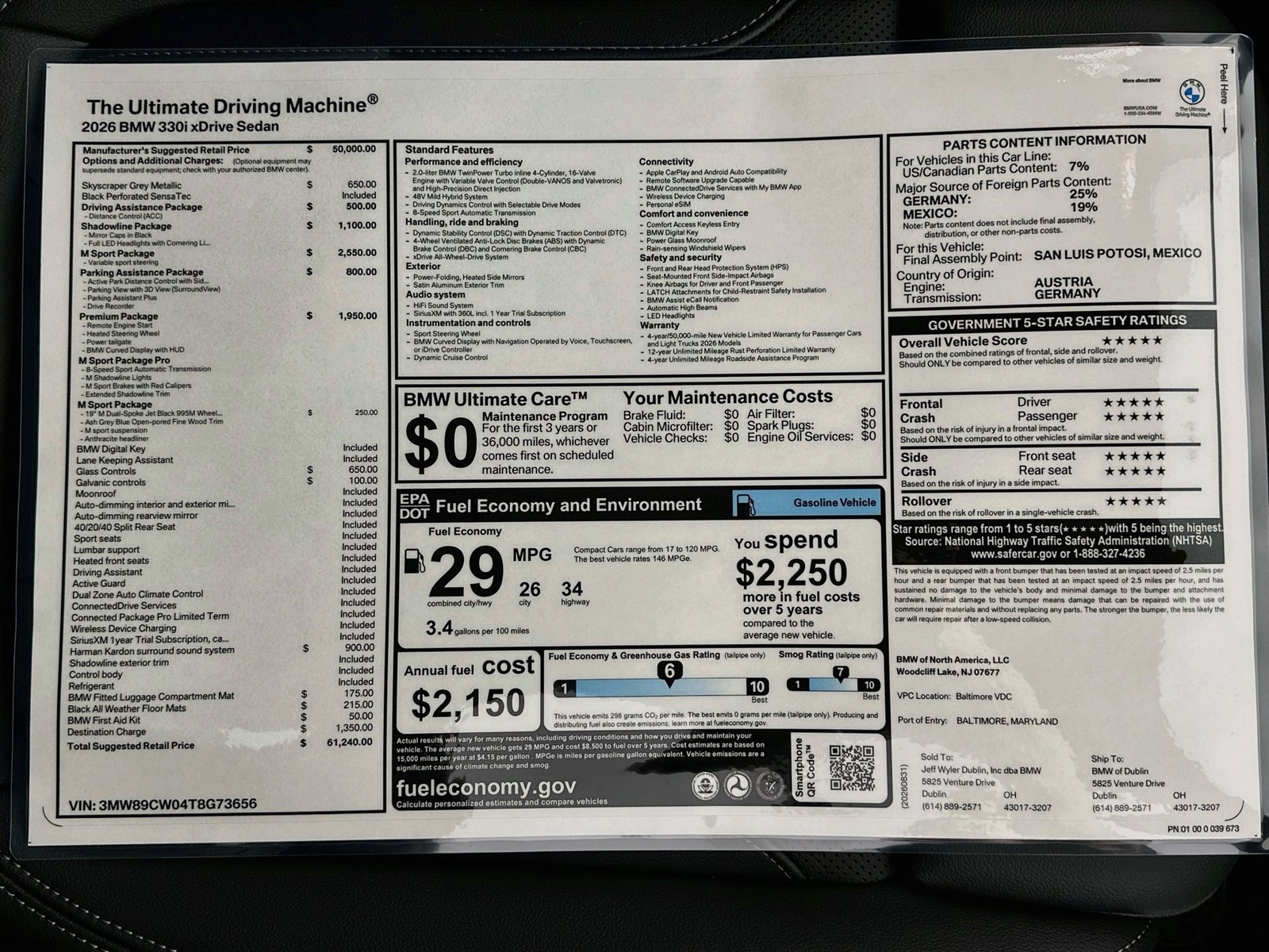 New 2026 BMW 330i xDrive Sedan w/ M Sport Package AWD/4WD image 48