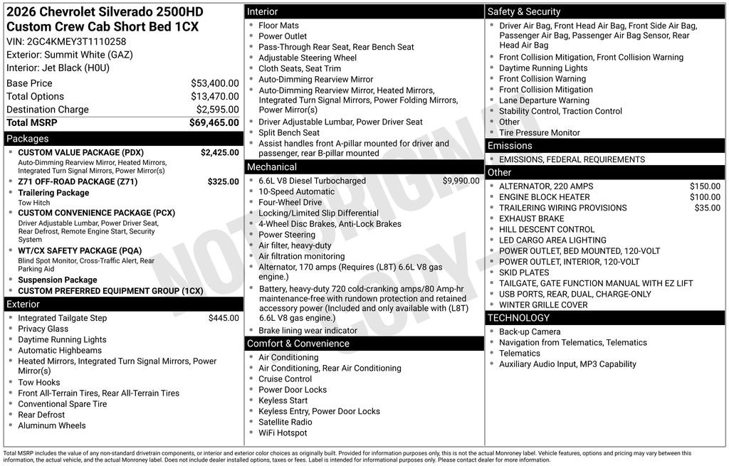 New 2026 Chevrolet Silverado 2500 Custom w/ Custom Value Package image 4